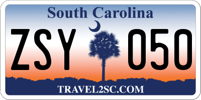 SC license plate ZSY050