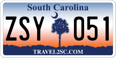 SC license plate ZSY051