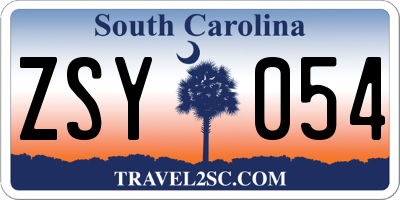 SC license plate ZSY054