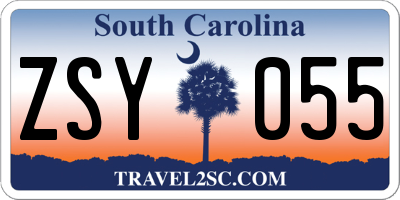 SC license plate ZSY055