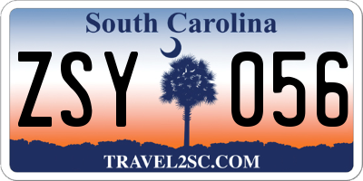 SC license plate ZSY056