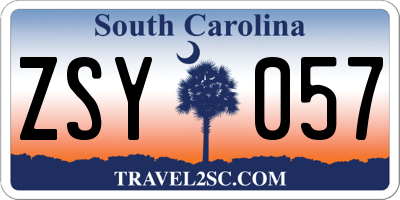 SC license plate ZSY057