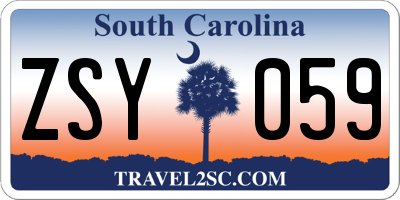 SC license plate ZSY059