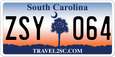 SC license plate ZSY064