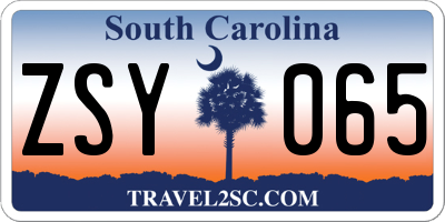 SC license plate ZSY065