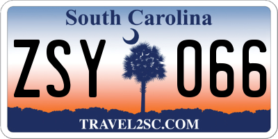 SC license plate ZSY066
