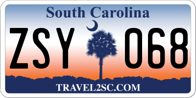 SC license plate ZSY068