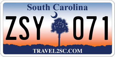 SC license plate ZSY071