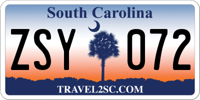 SC license plate ZSY072