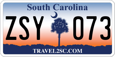 SC license plate ZSY073