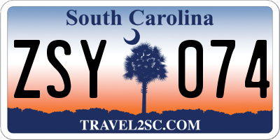 SC license plate ZSY074