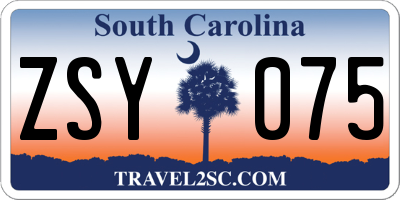 SC license plate ZSY075