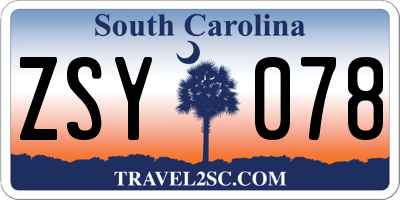 SC license plate ZSY078