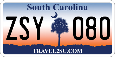 SC license plate ZSY080