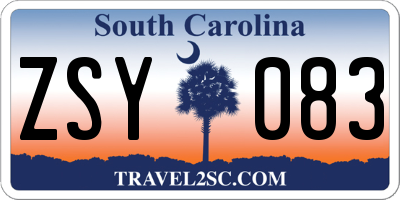 SC license plate ZSY083