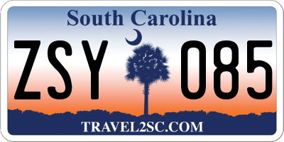 SC license plate ZSY085
