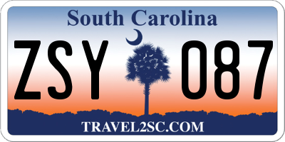 SC license plate ZSY087