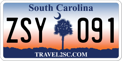 SC license plate ZSY091