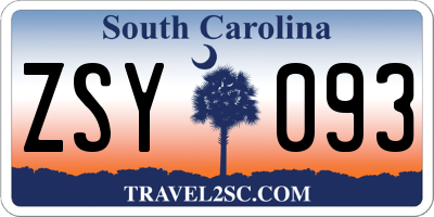 SC license plate ZSY093