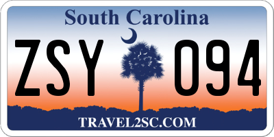 SC license plate ZSY094
