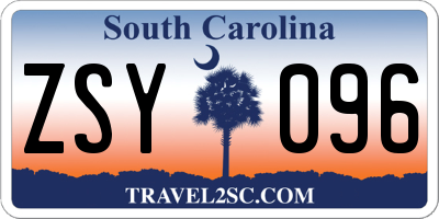 SC license plate ZSY096