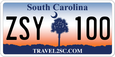 SC license plate ZSY100