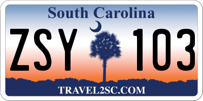SC license plate ZSY103