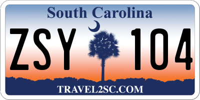 SC license plate ZSY104
