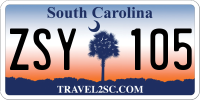 SC license plate ZSY105