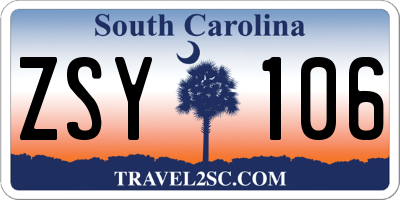 SC license plate ZSY106
