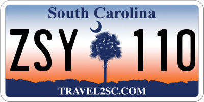 SC license plate ZSY110