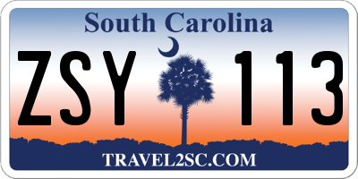 SC license plate ZSY113