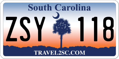 SC license plate ZSY118