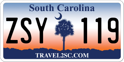 SC license plate ZSY119