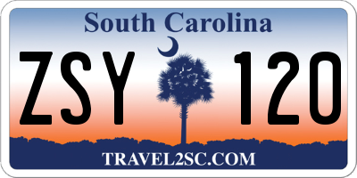 SC license plate ZSY120