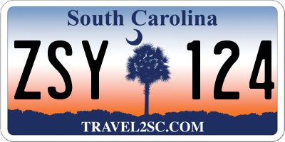 SC license plate ZSY124