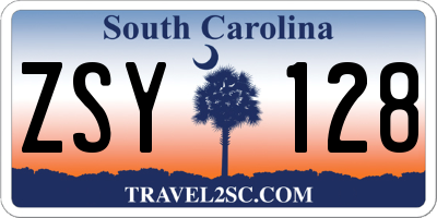 SC license plate ZSY128