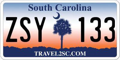 SC license plate ZSY133