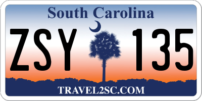 SC license plate ZSY135
