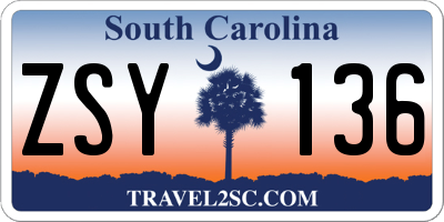 SC license plate ZSY136