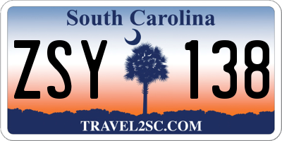 SC license plate ZSY138