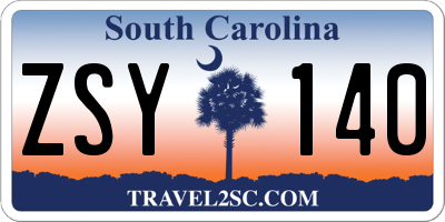 SC license plate ZSY140