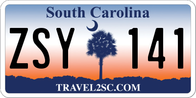 SC license plate ZSY141
