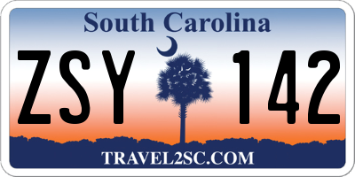 SC license plate ZSY142