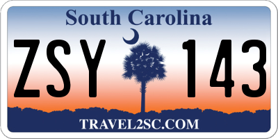 SC license plate ZSY143