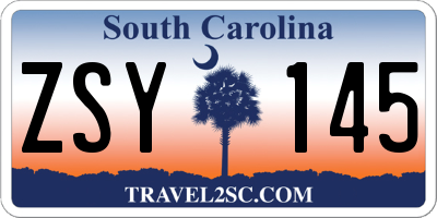 SC license plate ZSY145