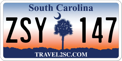 SC license plate ZSY147
