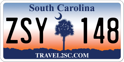 SC license plate ZSY148