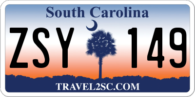 SC license plate ZSY149