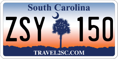SC license plate ZSY150